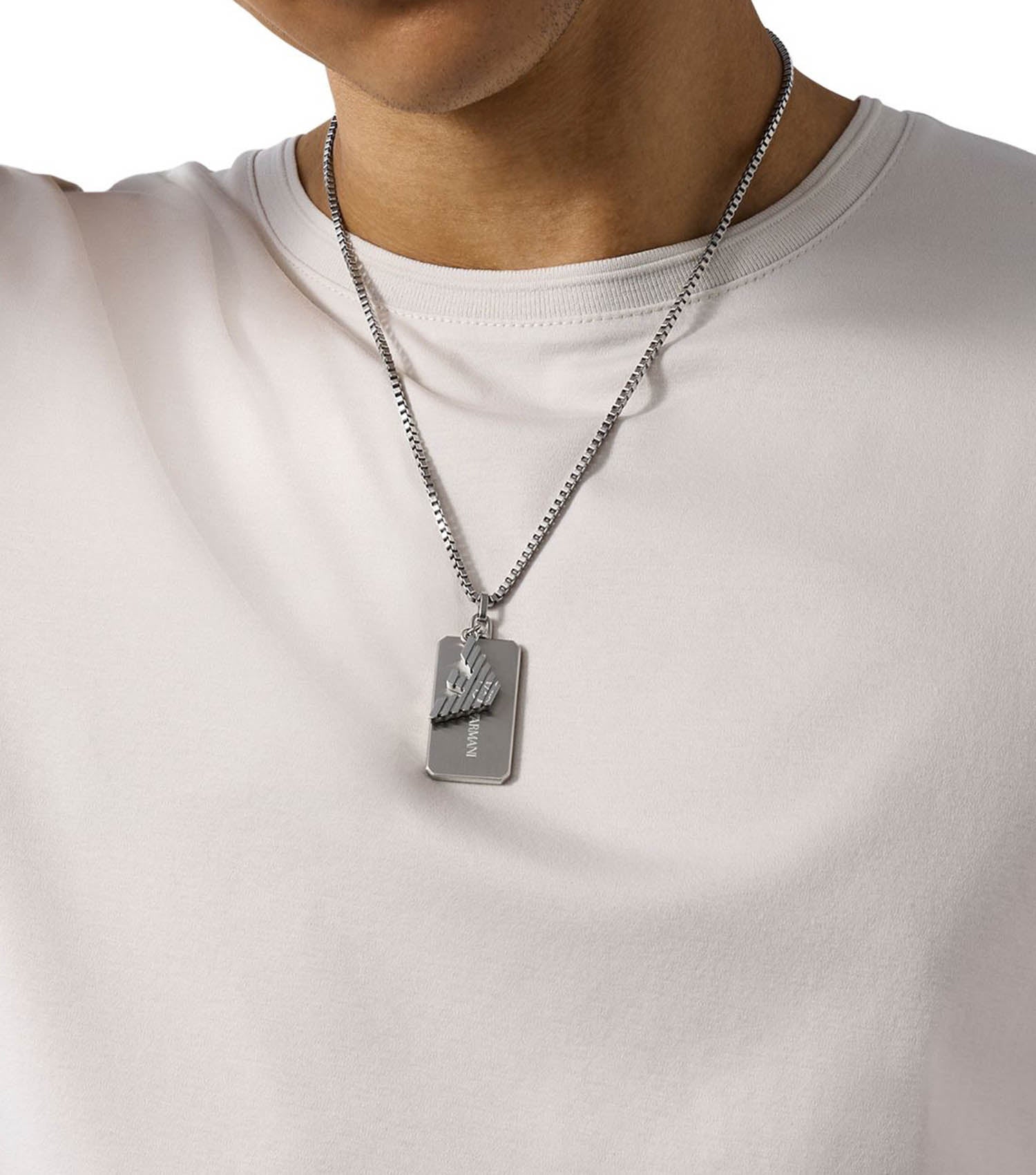 Men Eagle Logo Necklace Silver Na