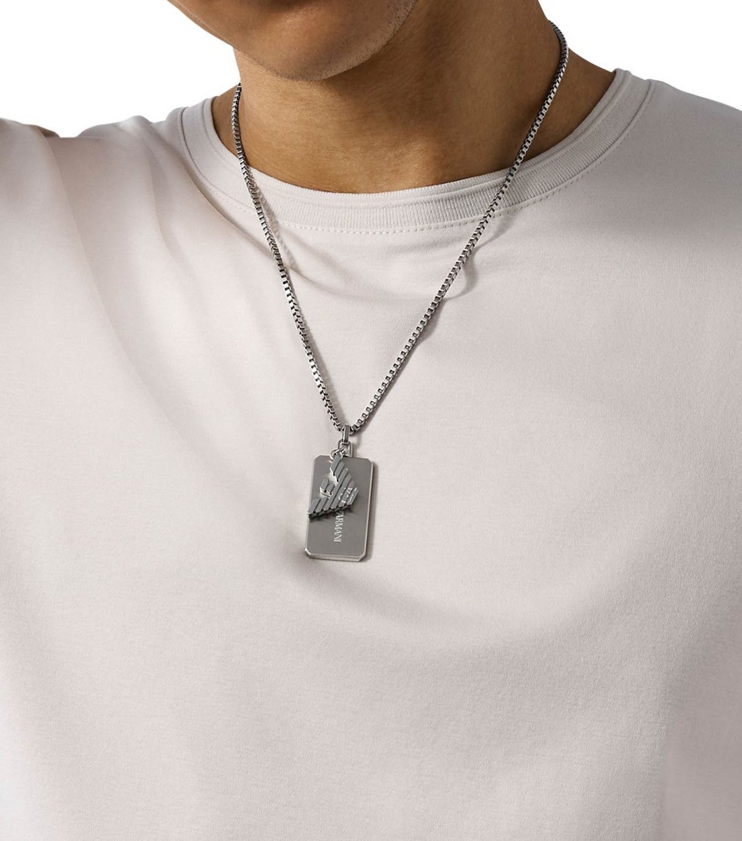Men Eagle Logo Necklace Silver Na