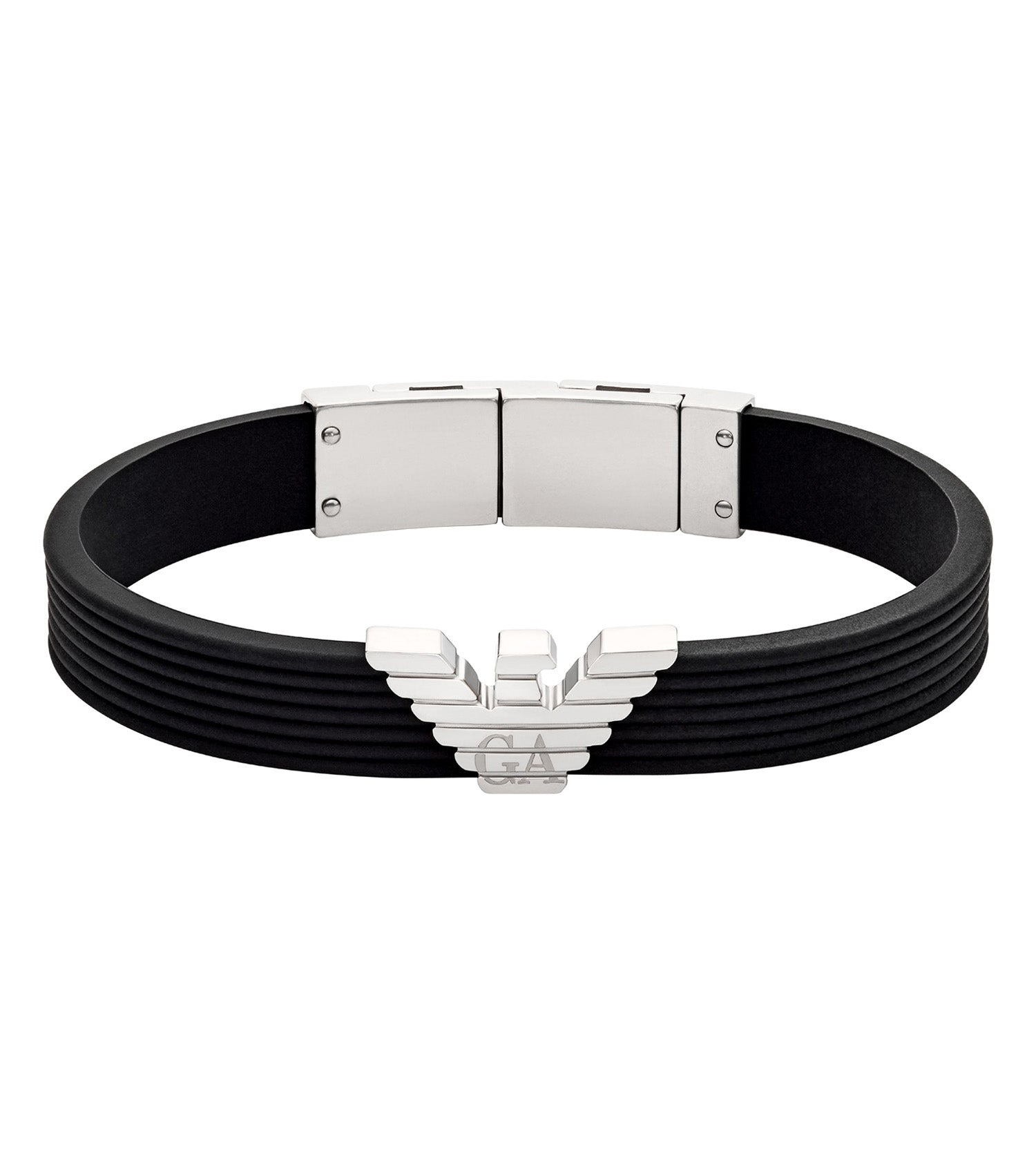 Men Eagle Logo Bracelet Black Stainless Steel