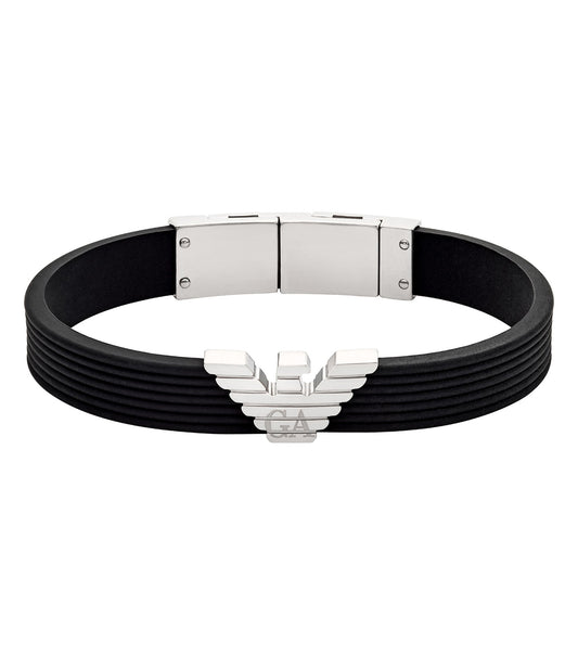 Men Eagle Logo Bracelet Black Stainless Steel