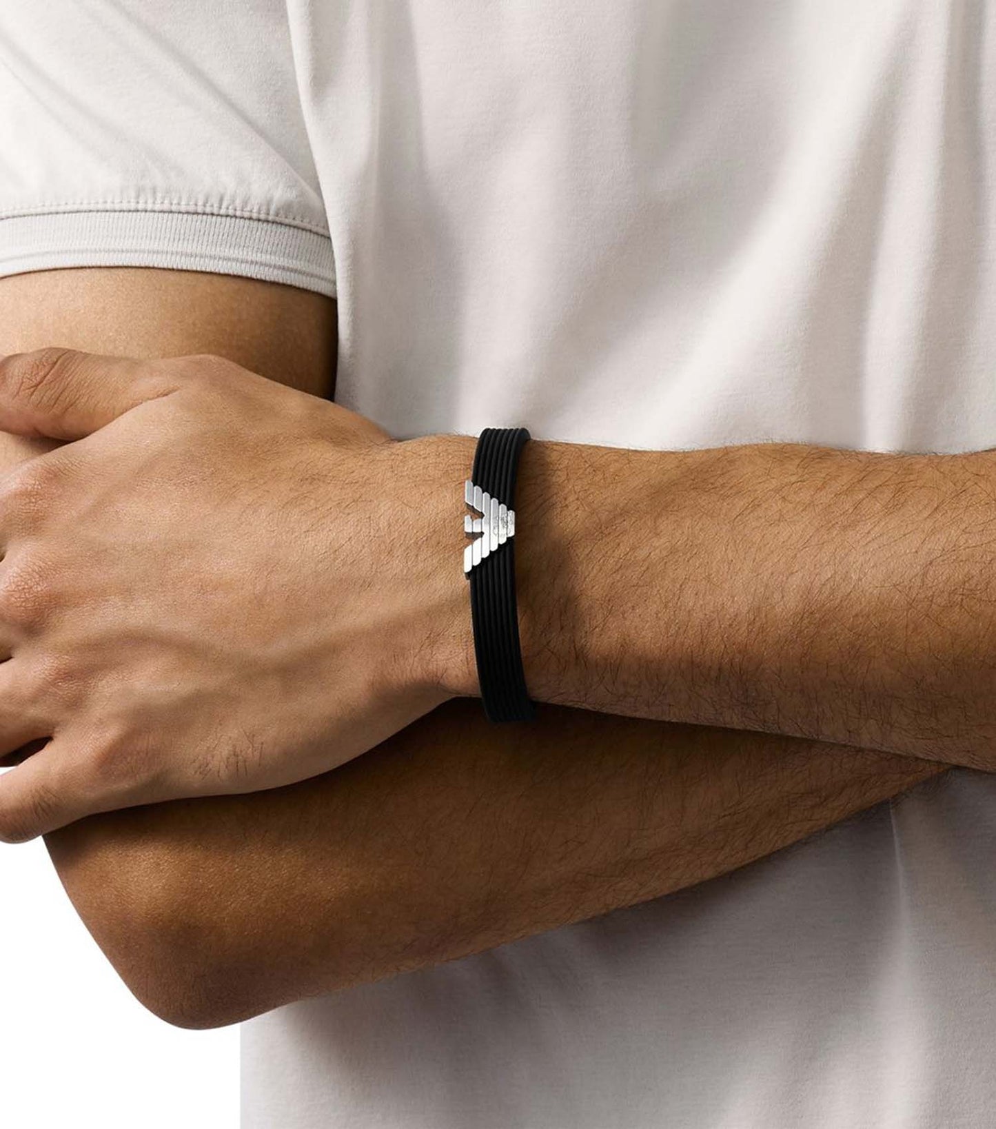 Men Eagle Logo Bracelet Black Stainless Steel