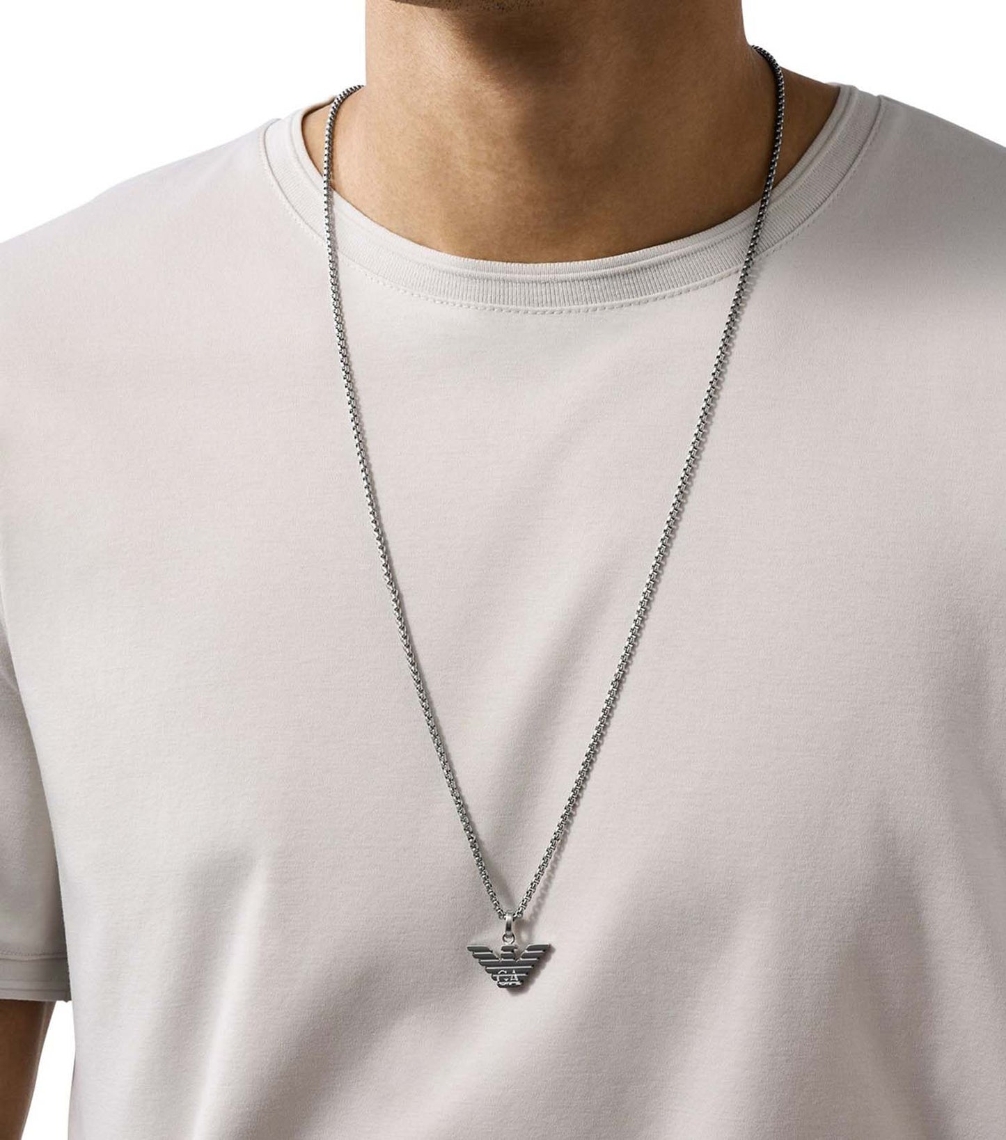 Men Eagle Logo Necklace Silver Na