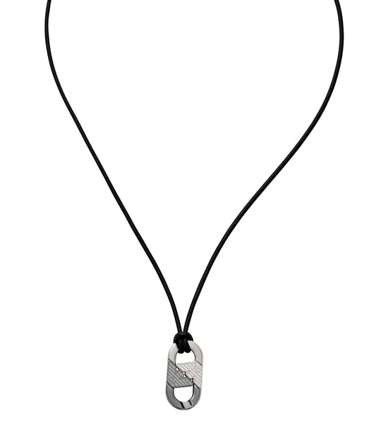 Men Eagle Logo Necklace Black Stainless Steel