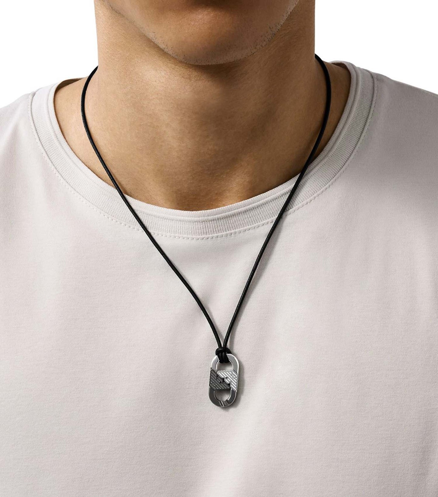 Men Eagle Logo Necklace Black Stainless Steel