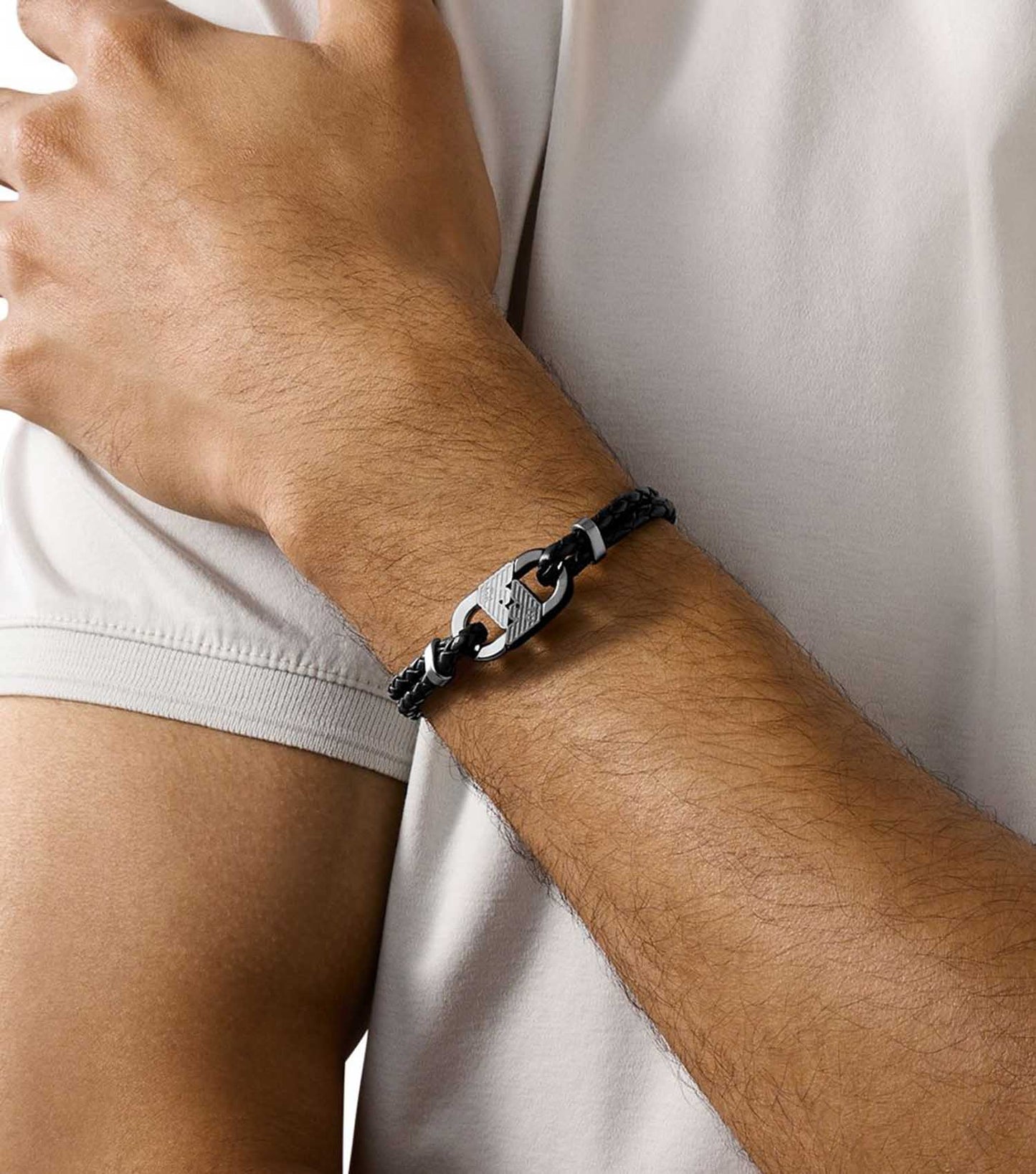 Men Eagle Logo Bracelet Black Stainless Steel