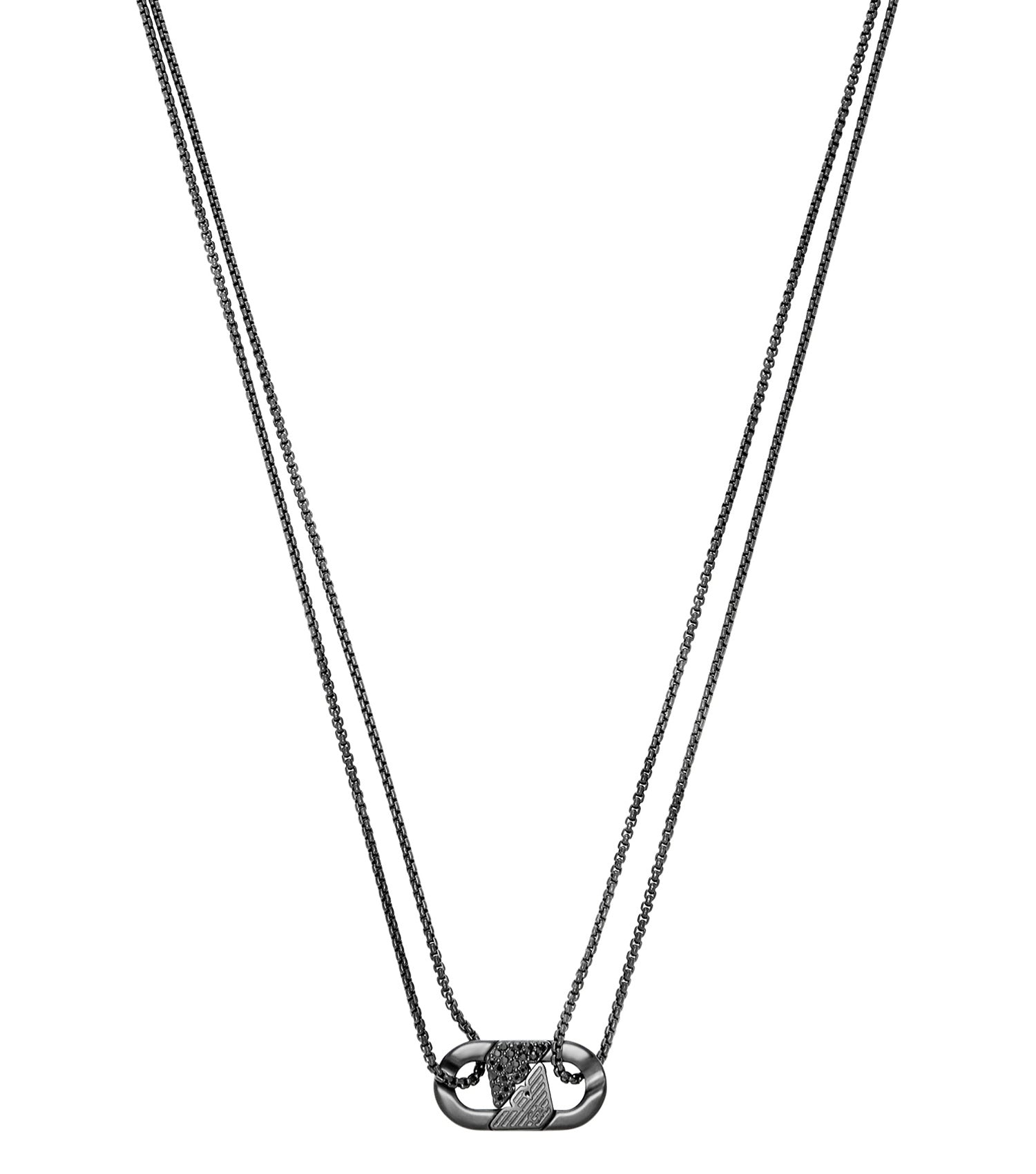 Men Couples Necklace Black Crystals