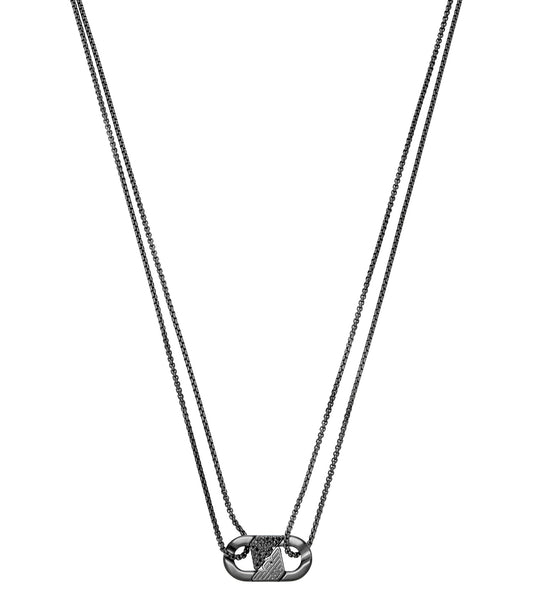 Men Couples Necklace Black Crystals