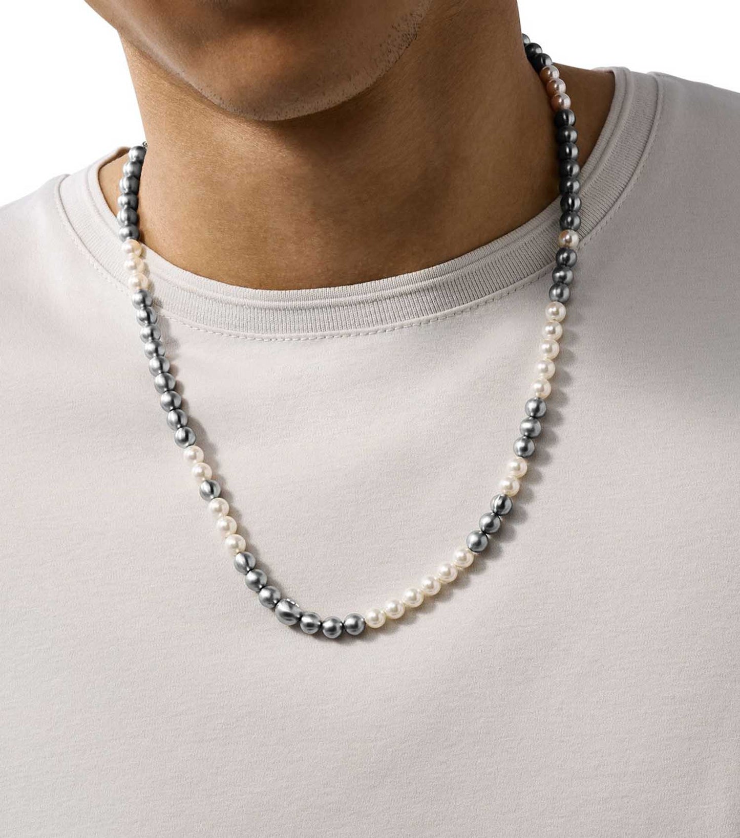 Men Trend Necklace White Glass