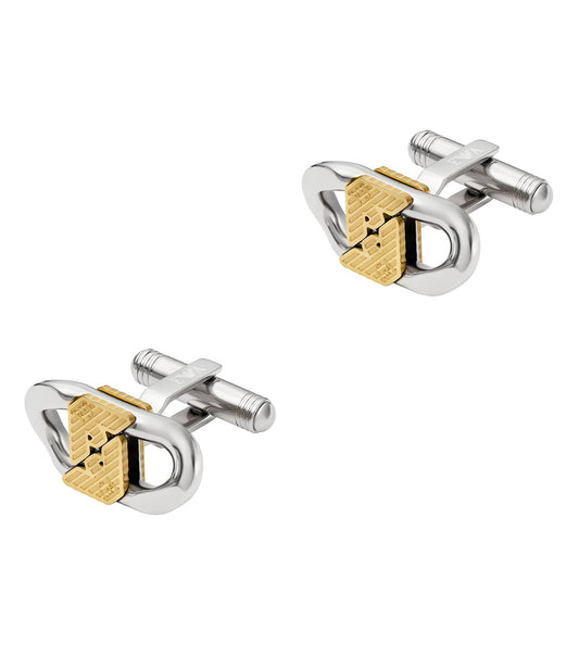 Men Trend Cufflinks Silver & Gold Stainless Steel