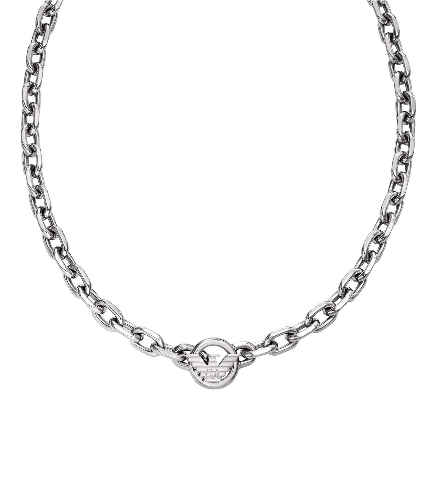 Gents Eagle Logo Necklace Silver Stainless Steel