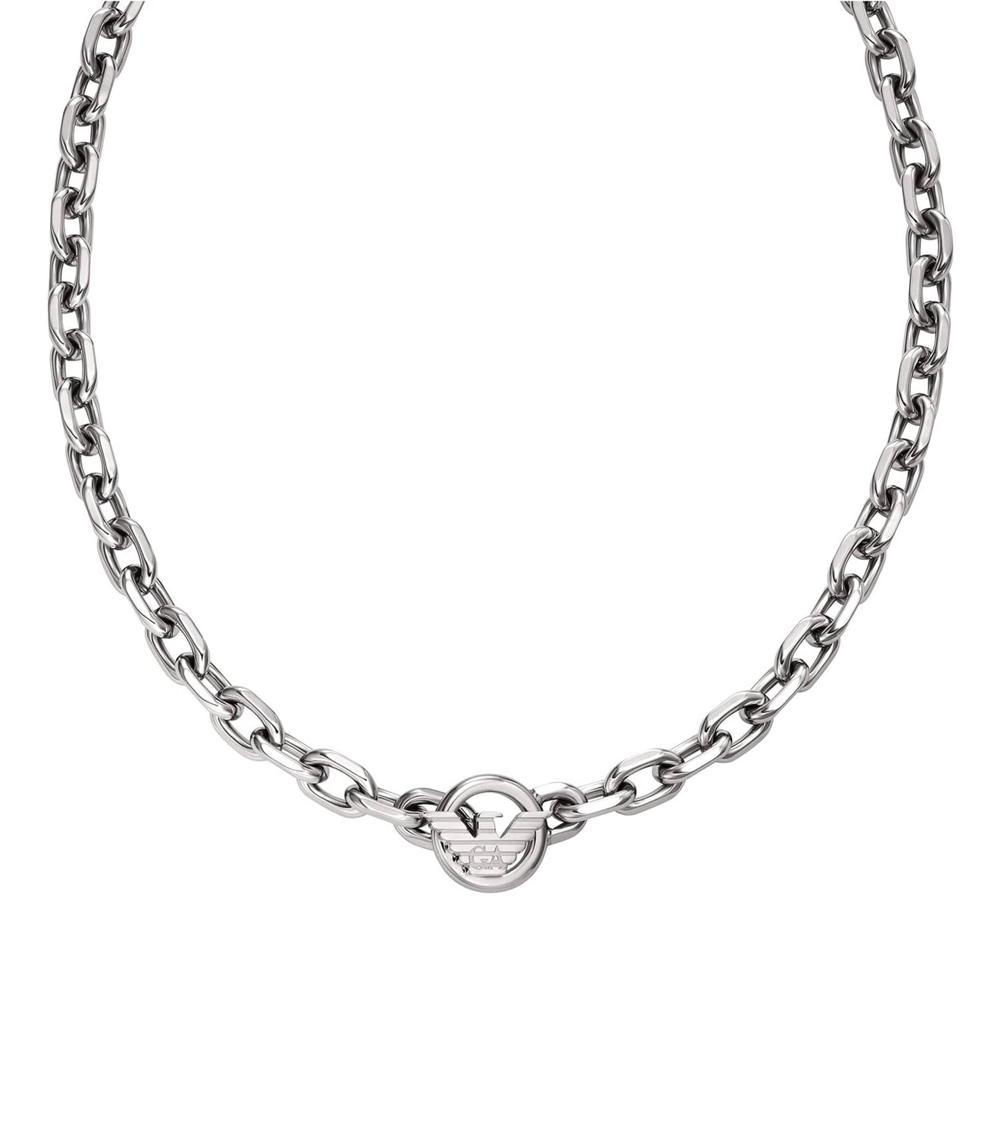 Gents Eagle Logo Necklace Silver Stainless Steel