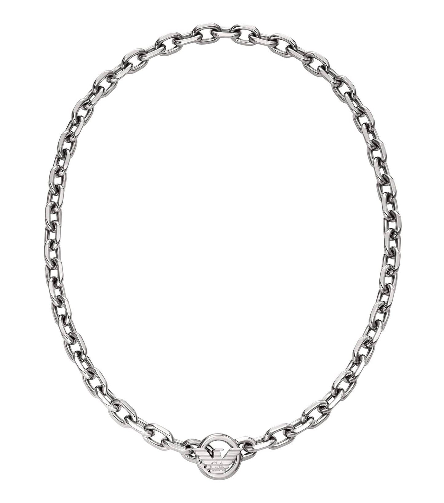 Gents Eagle Logo Necklace Silver Stainless Steel