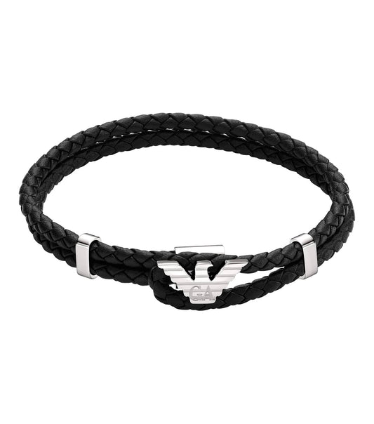 Gents Eagle Logo Bracelet Silver Leather