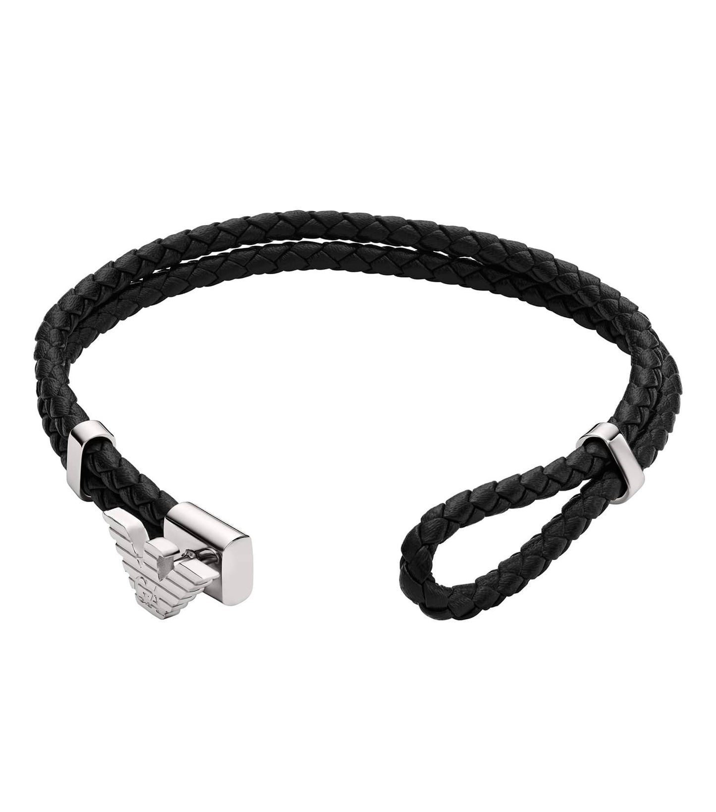 Gents Eagle Logo Bracelet Silver Leather