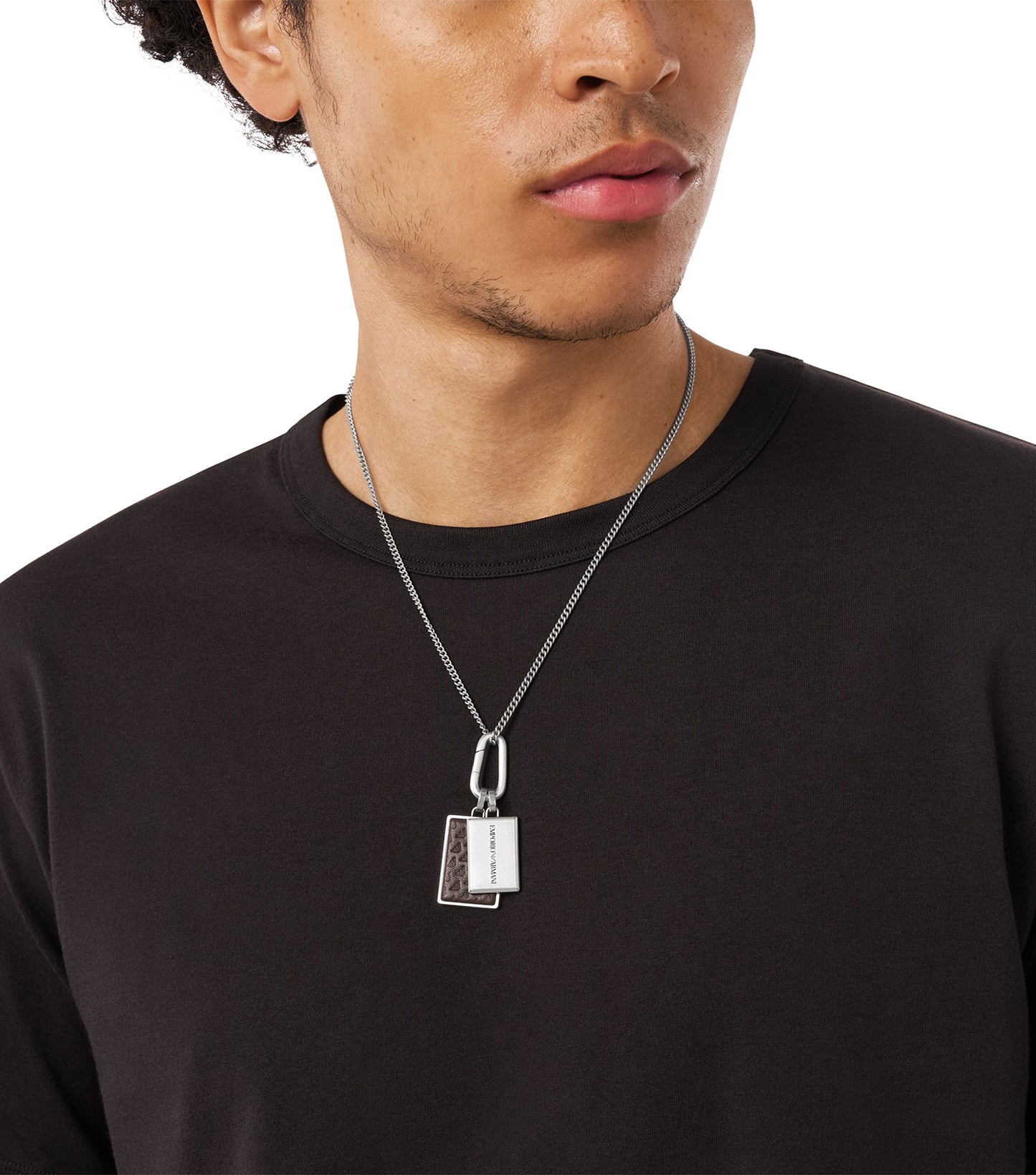 Men Eagle Logo Necklace Silver Stainless Steel