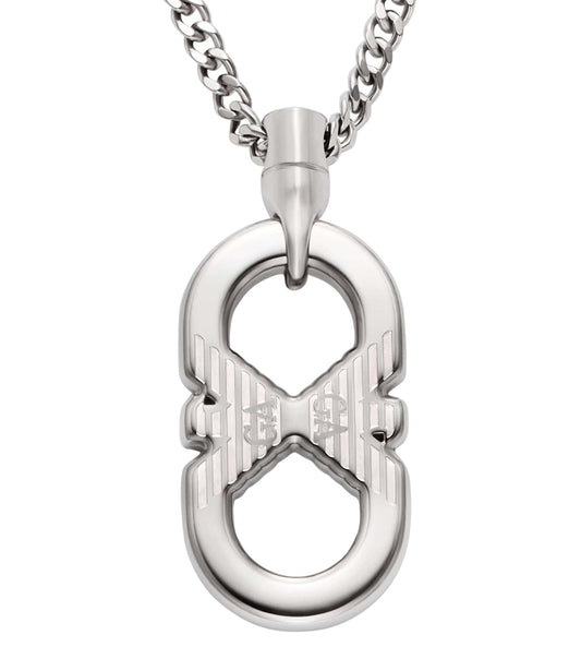 Men Eagle Logo Necklace Silver Stainless Steel