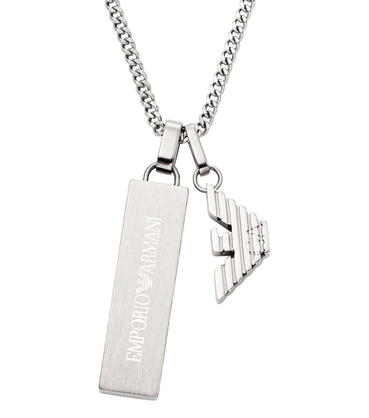 Men Eagle Logo Necklace Silver Stainless Steel