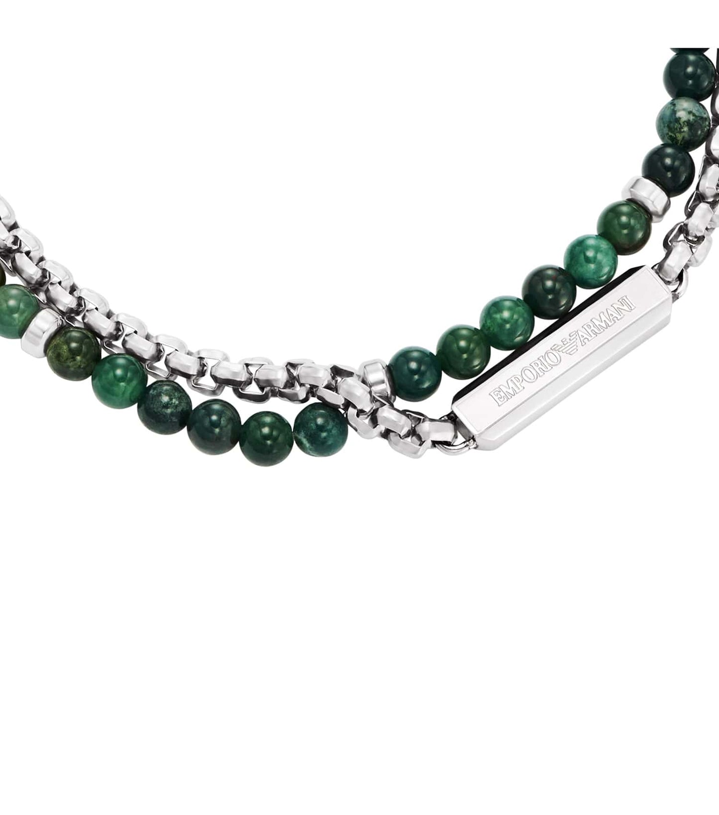 Men Trend Bracelet Silver & Green Stainless Steel