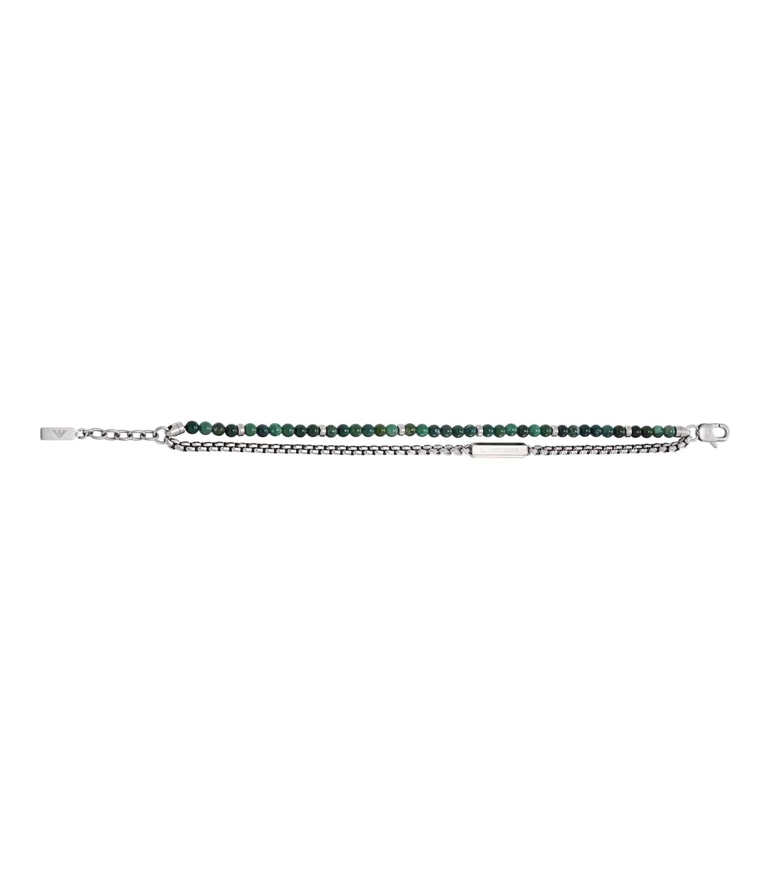 Men Trend Bracelet Silver & Green Stainless Steel