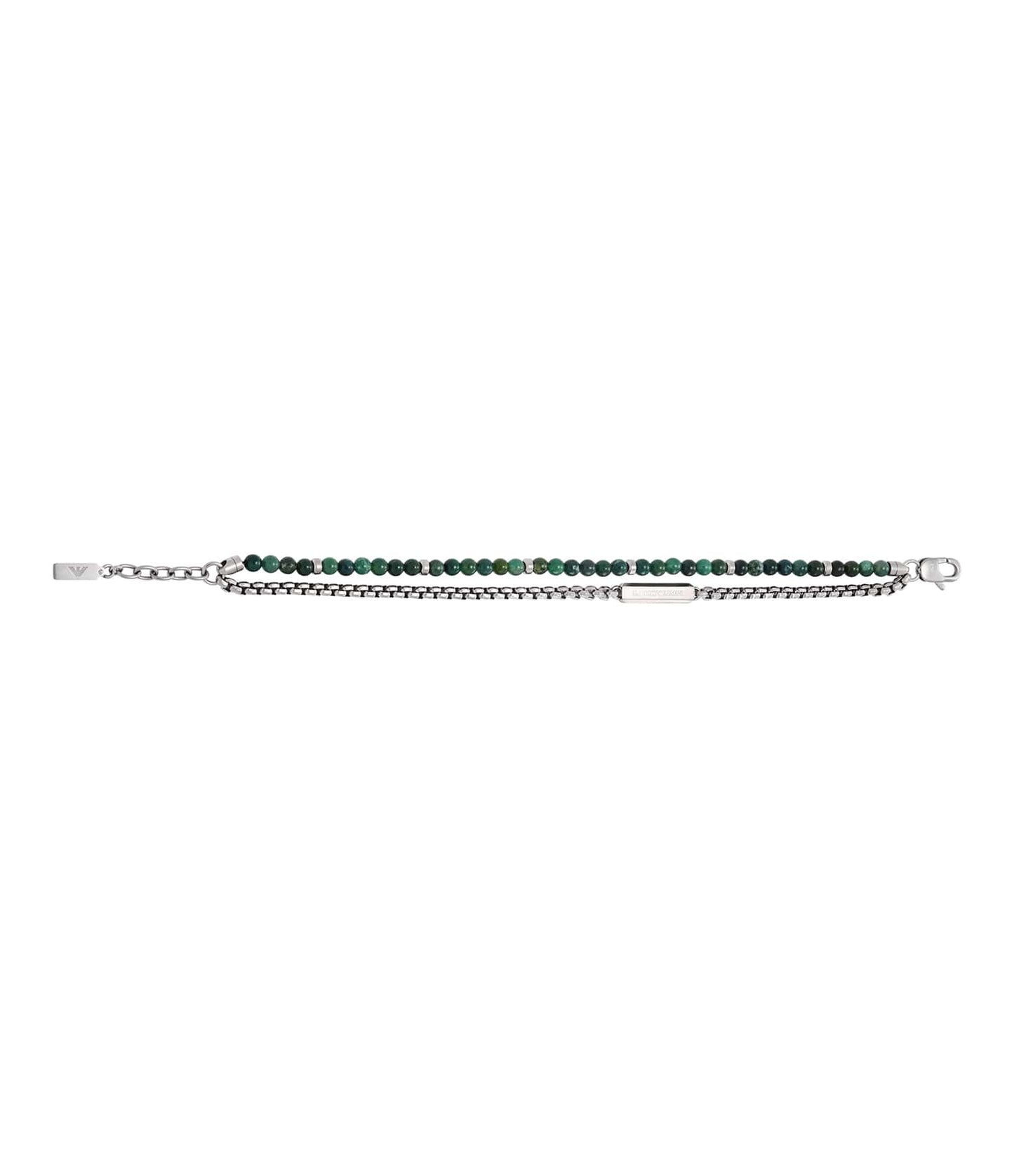 Men Trend Bracelet Silver & Green Stainless Steel
