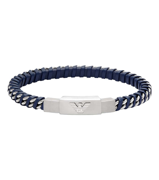 Men Eagle Logo Bracelet Silver & Blue Stainless Steel