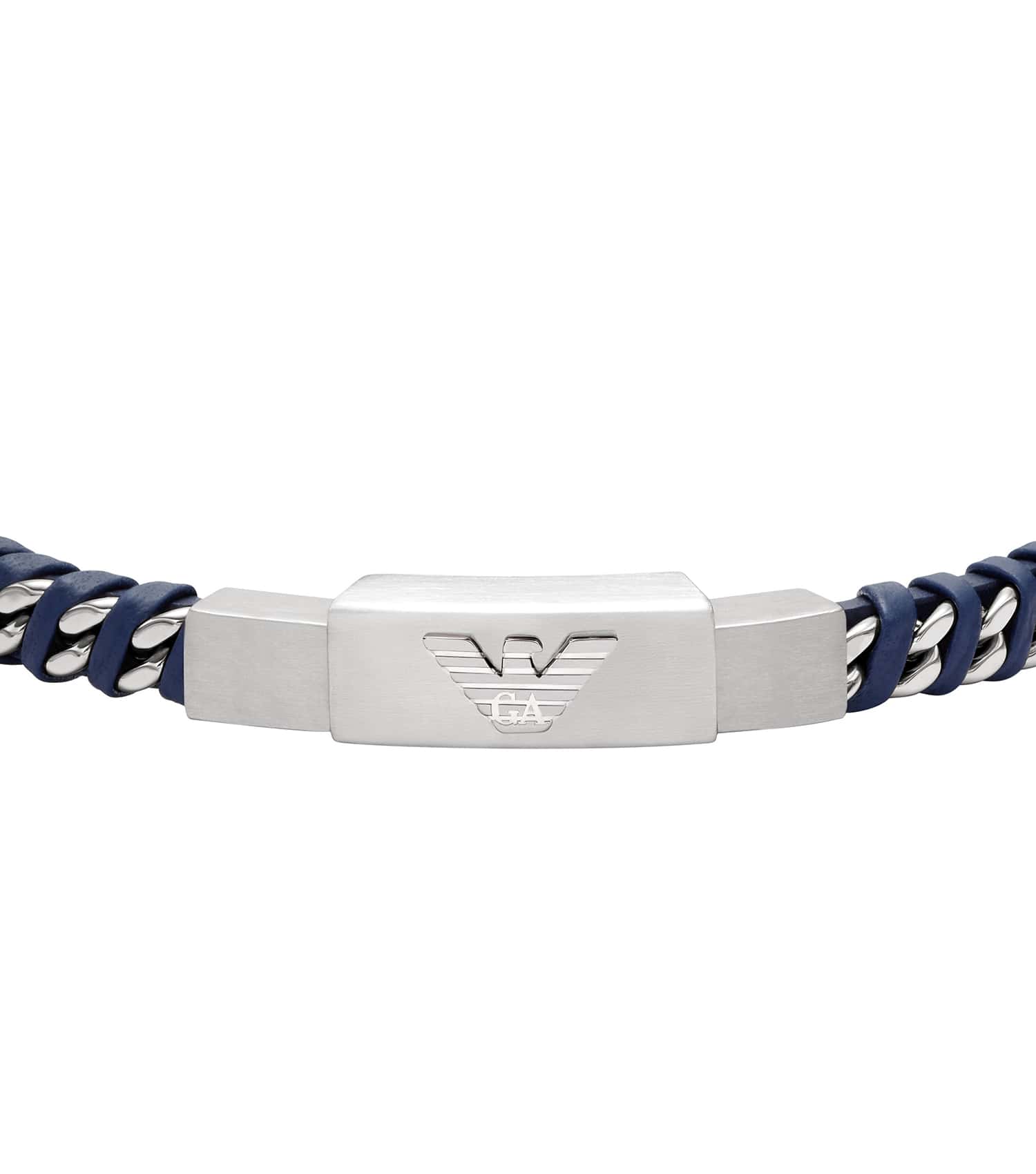 Men Eagle Logo Bracelet Silver & Blue Stainless Steel