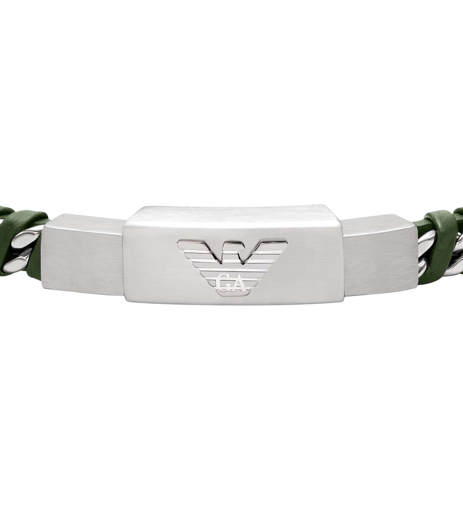 Men Eagle Logo Bracelet Silver & Green Stainless Steel