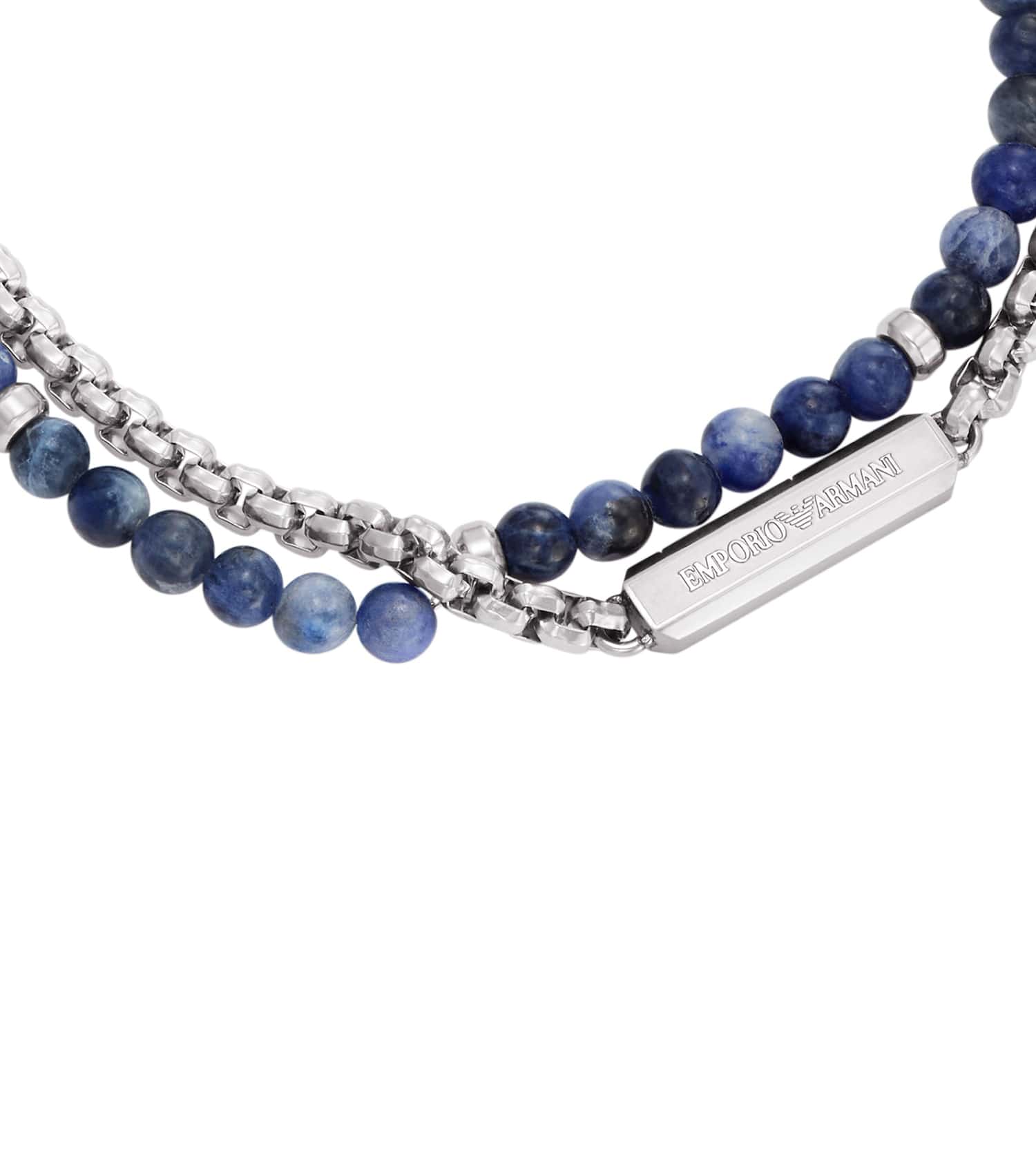 Men Trend Bracelet Silver & Blue Stainless Steel
