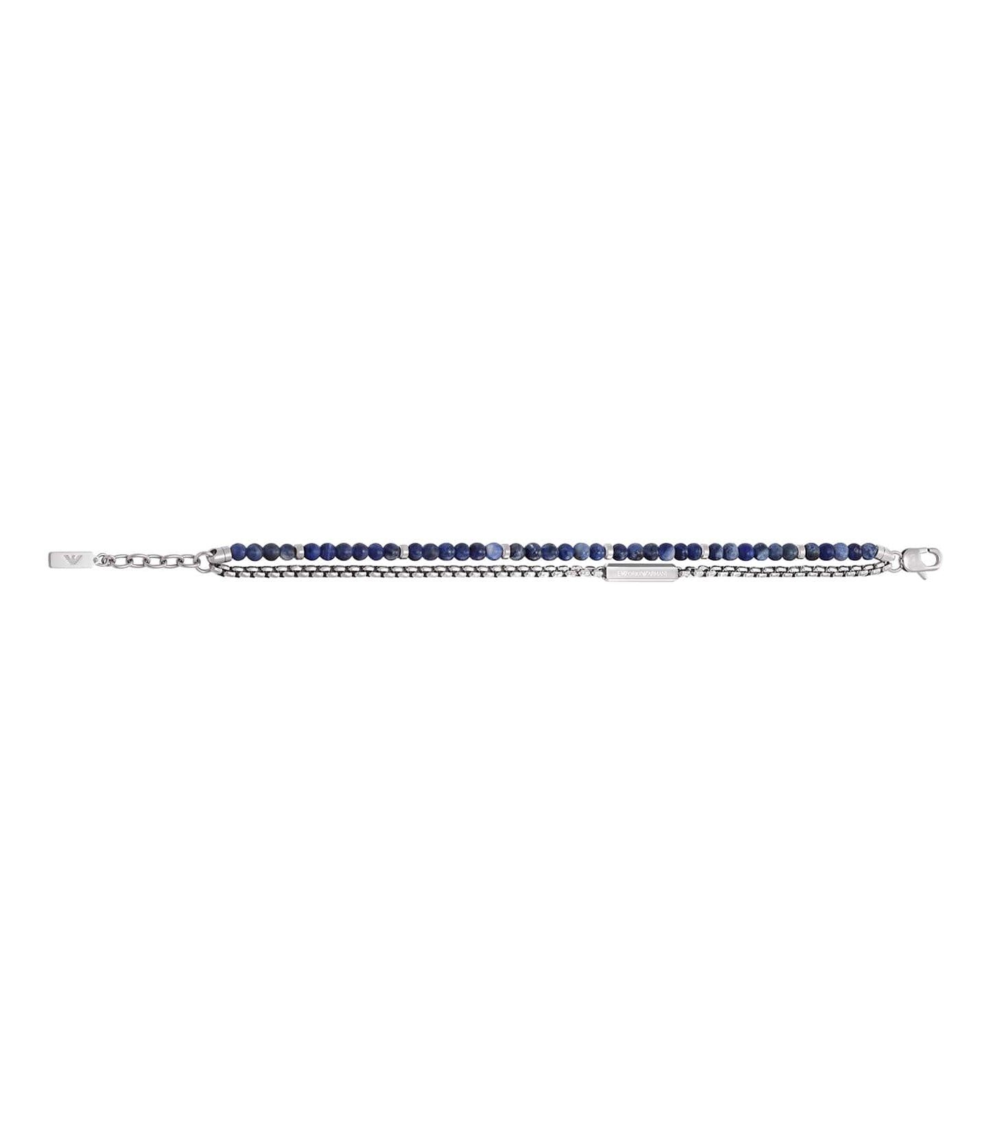 Men Trend Bracelet Silver & Blue Stainless Steel