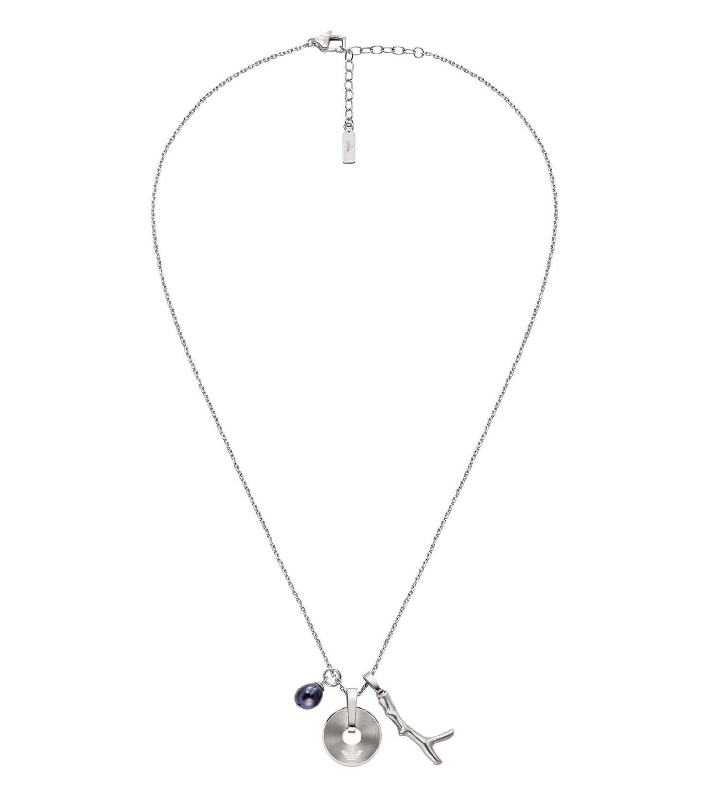 Men Trend Necklace Silver & Blue Stainless Steel