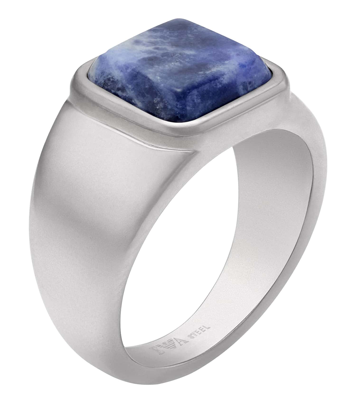 Men Trend Ring Silver & Blue Stainless Steel