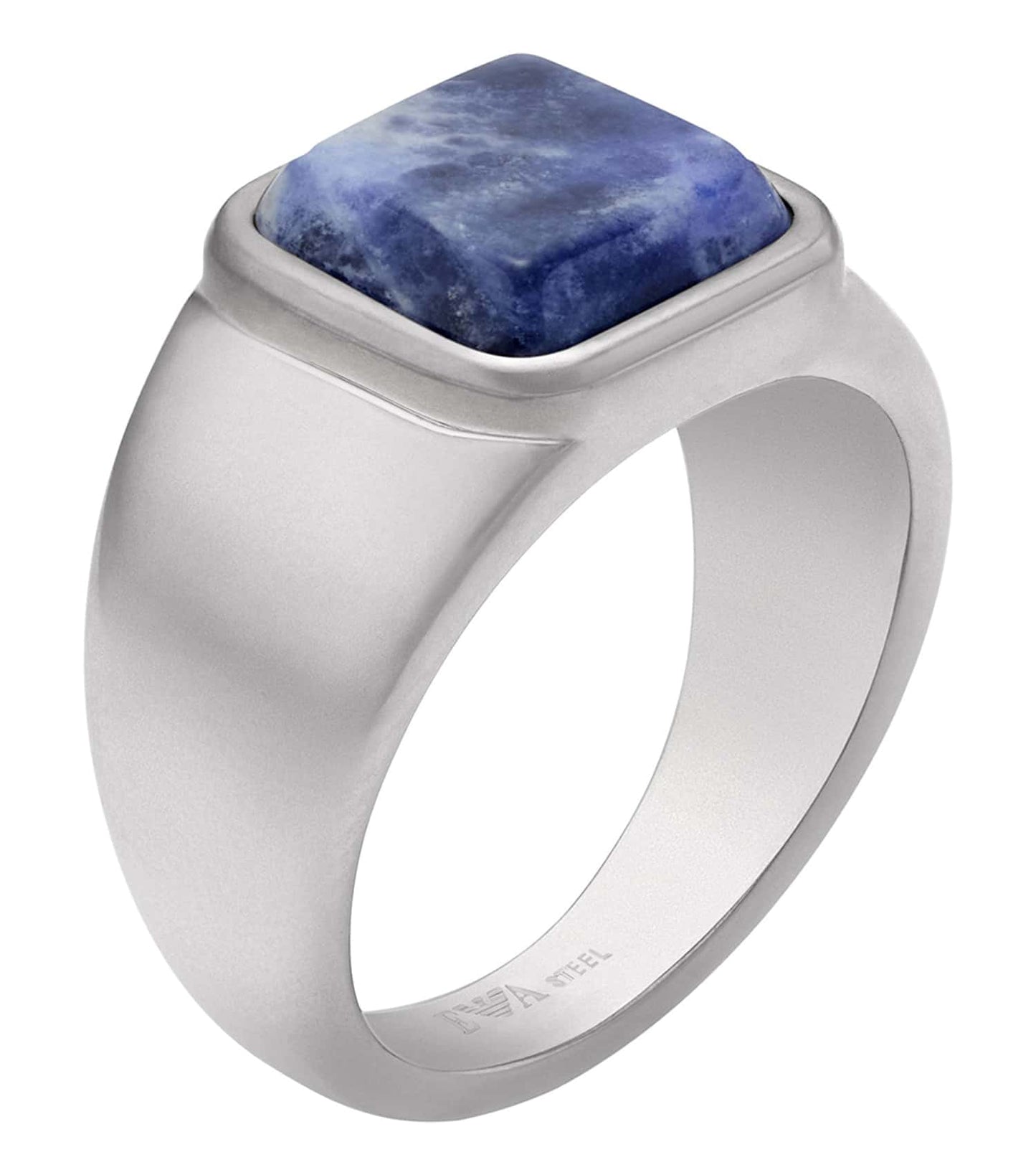 Men Trend Ring Silver & Blue Stainless Steel