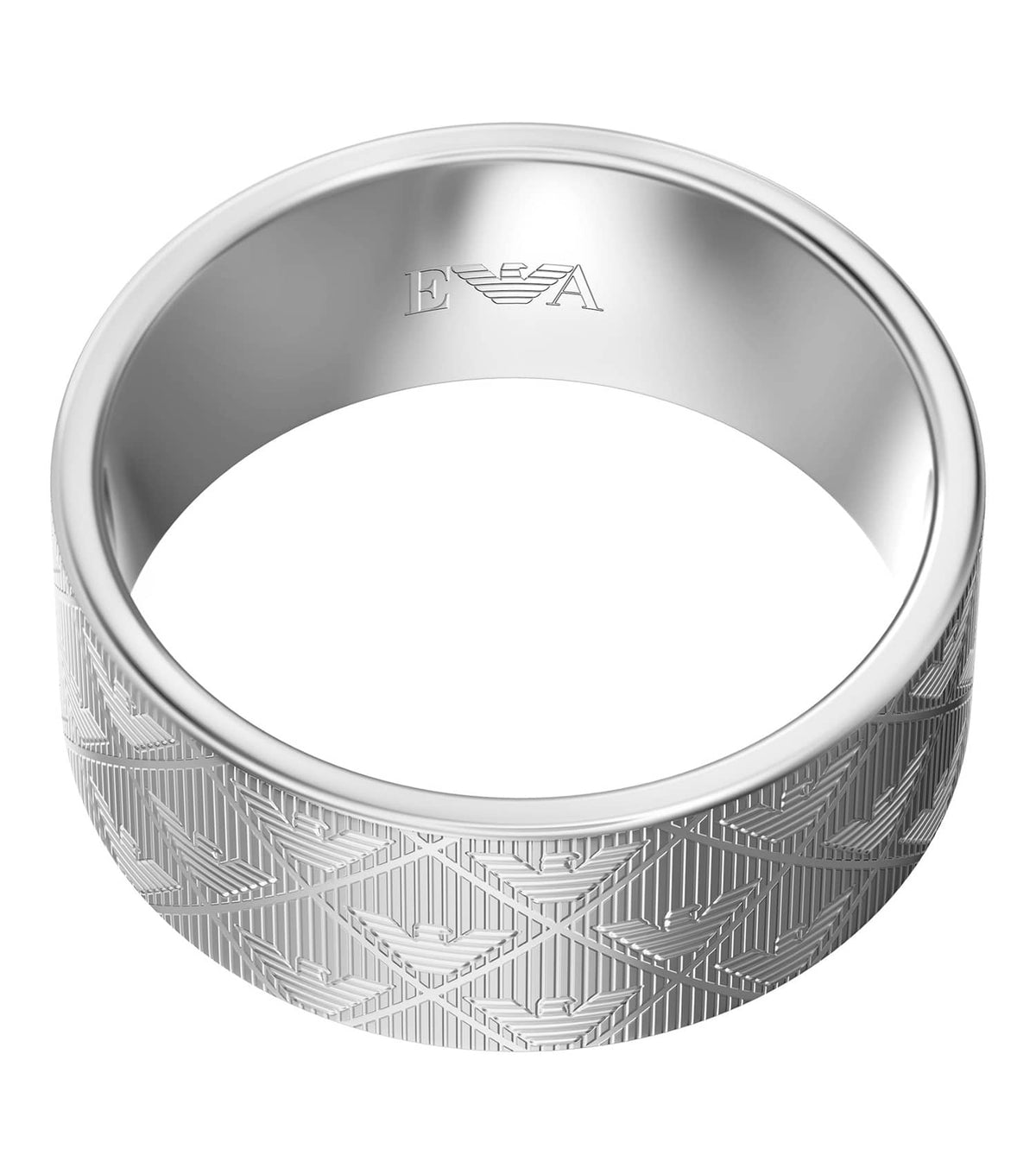 Men Eagle Logo Ring Silver Stainless Steel