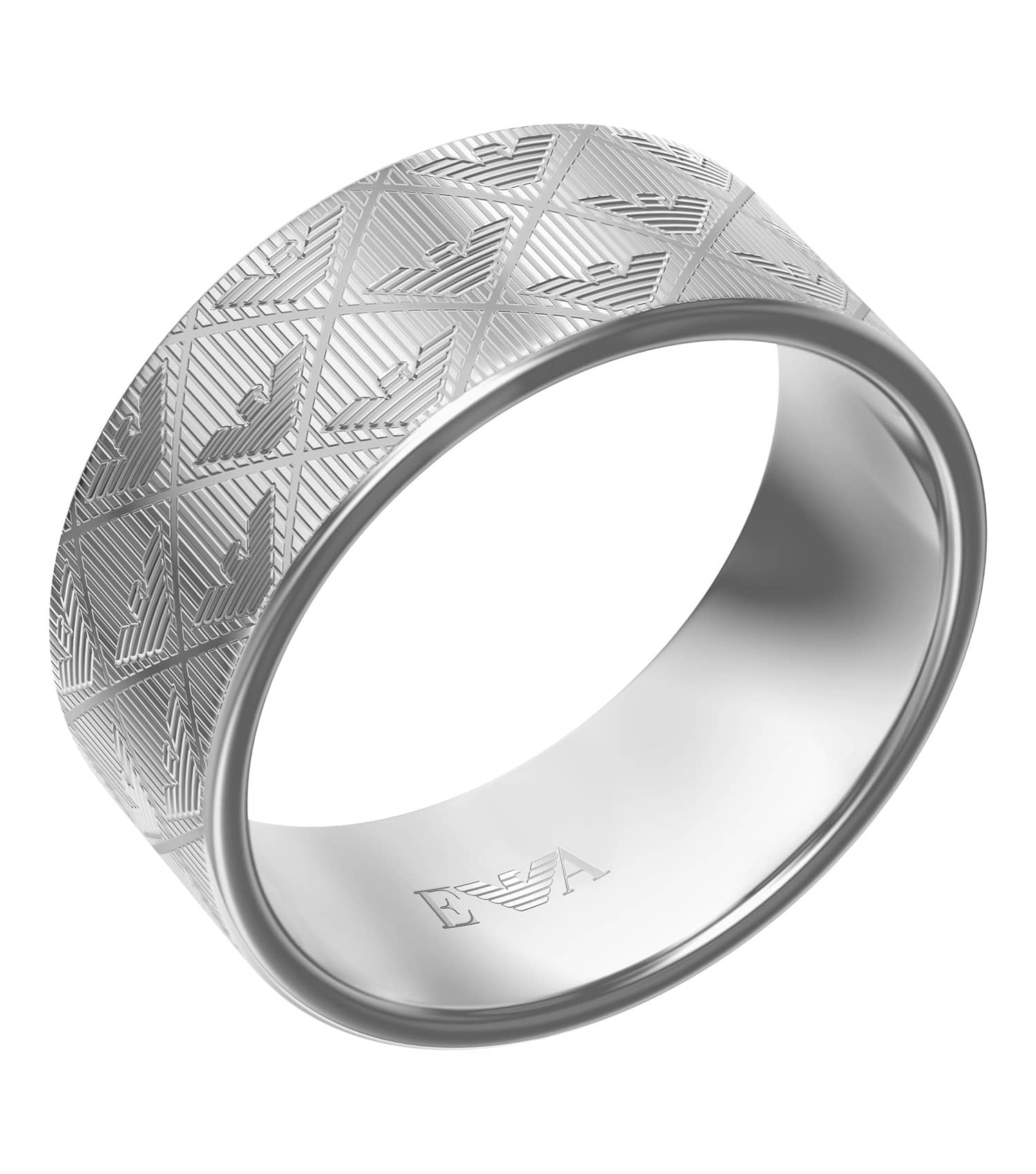 Men Eagle Logo Ring Silver Stainless Steel