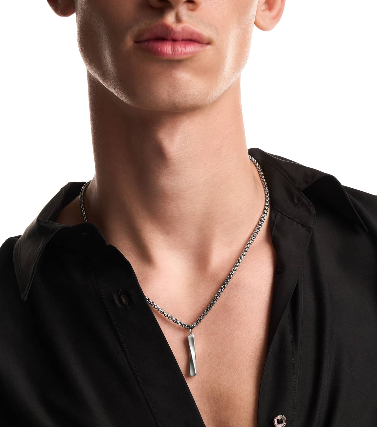 Men Iconic Trend Necklace Silver Stainless Steel