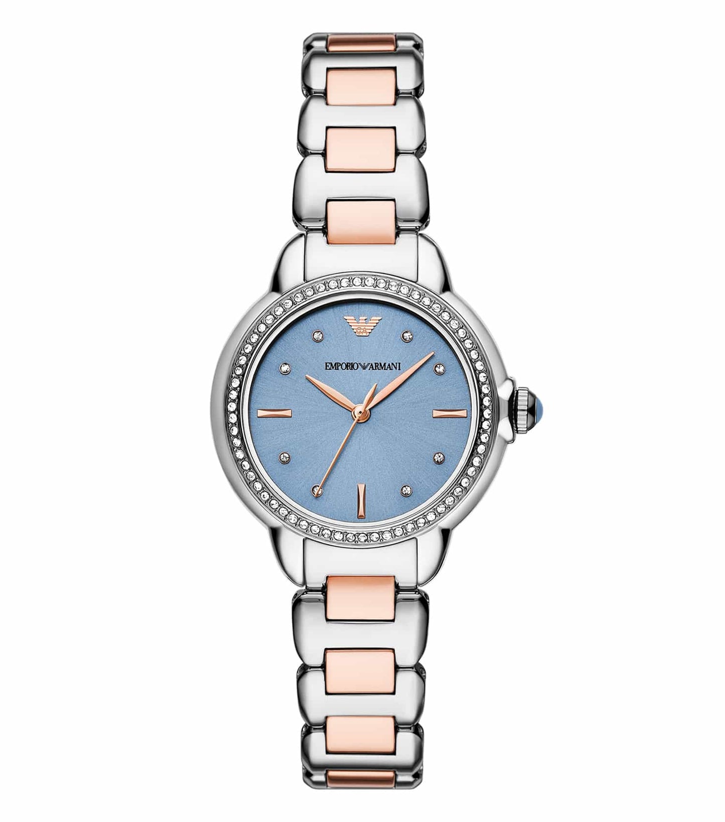 Emporio Armani watch in black, showcasing a sleek round dial and elegant design; captured from side angle, perfect for style enthusiasts.