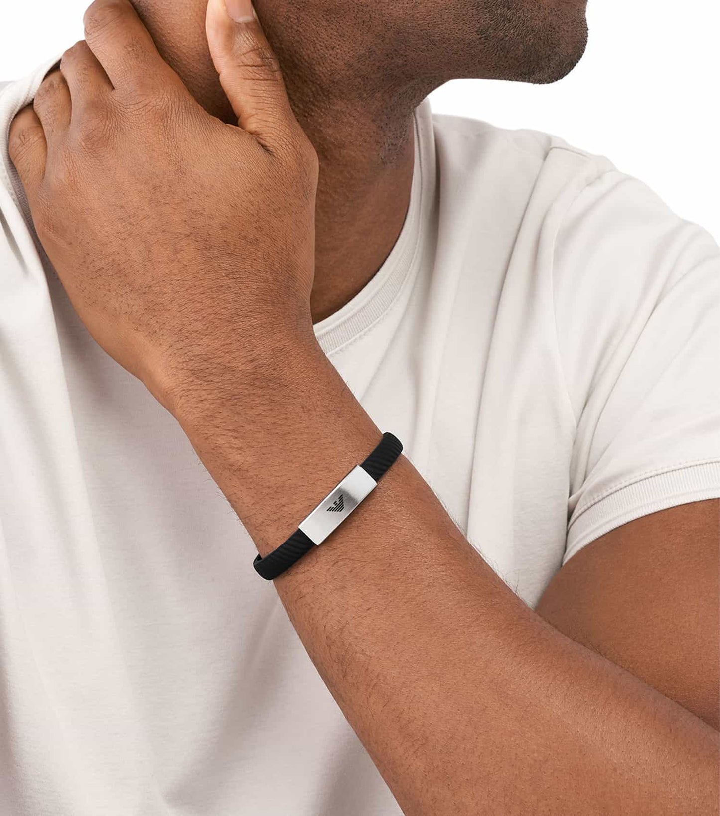 Men Eagle Logo Bracelet Silver Stainless Steel