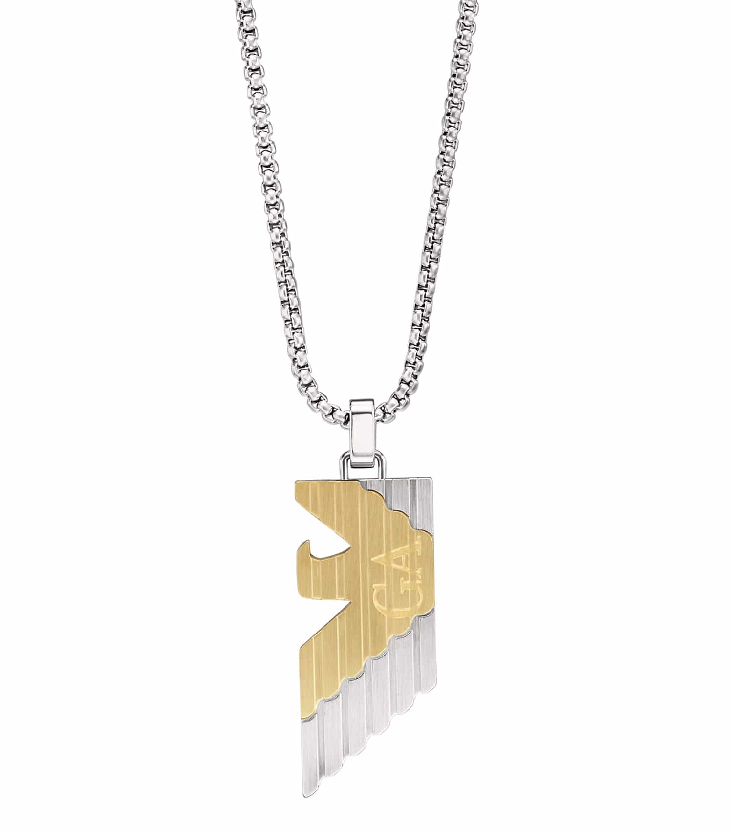 Men Eagle Logo Necklace Silver Stainless Steel