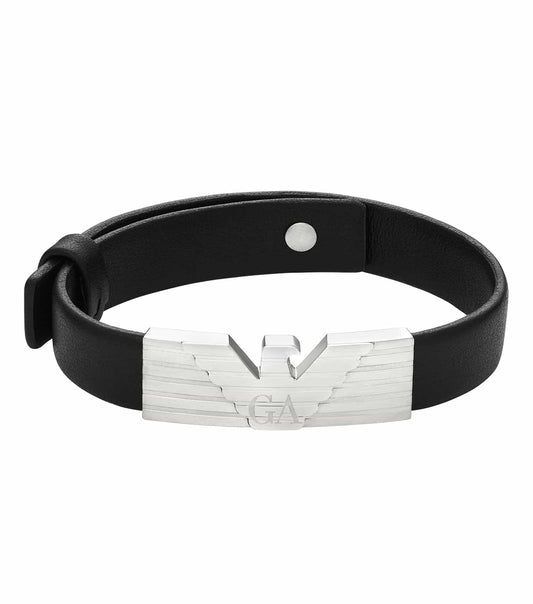 Emporio Armani silver bracelet, showcasing an elegant chain design, captured in a sophisticated side angle view.