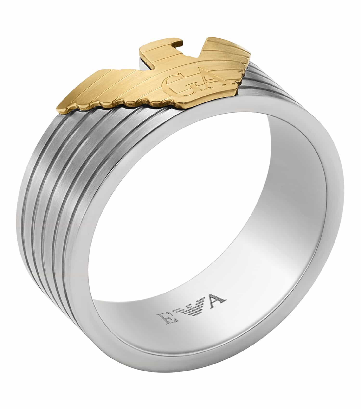 Men Eagle Logo Ring Silver Stainless Steel