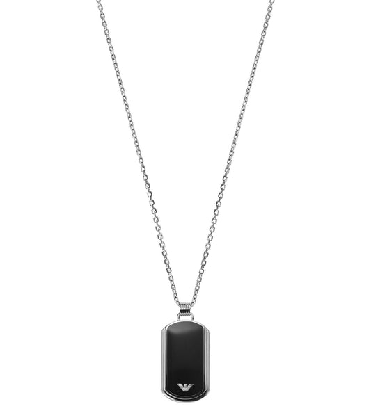 Silver Emporio Armani Jewellery necklace, elegant front-facing angle highlighting sleek design and premium craftsmanship.