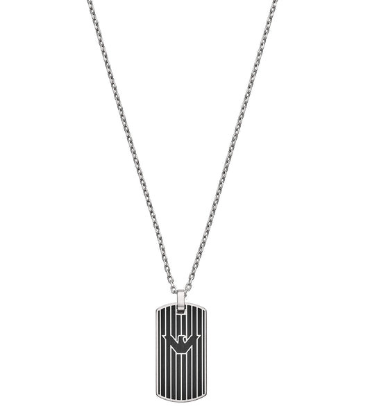 Emporio Armani Jewellery silver necklace with a sleek design, captured from a front angle, showcasing modern elegance.