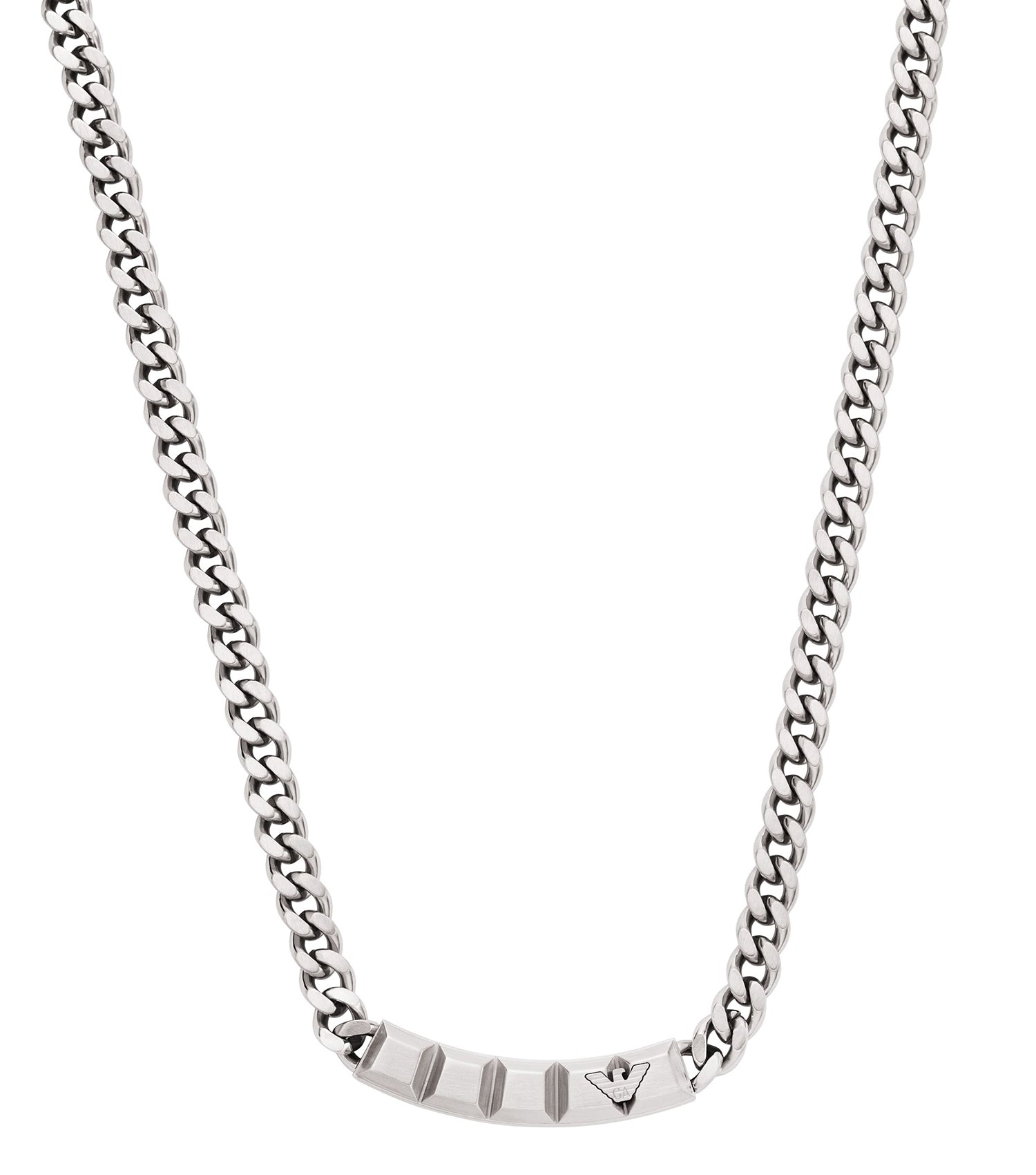 Emporio Armani Jewellery silver necklace, front angle view, showcasing elegant design with intricate detailing, one size fits all.