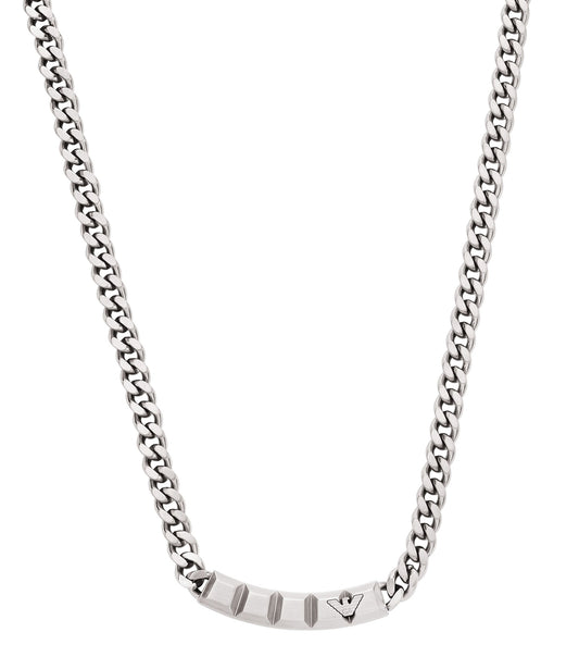 Emporio Armani Jewellery silver necklace, front angle view, showcasing elegant design with intricate detailing, one size fits all.