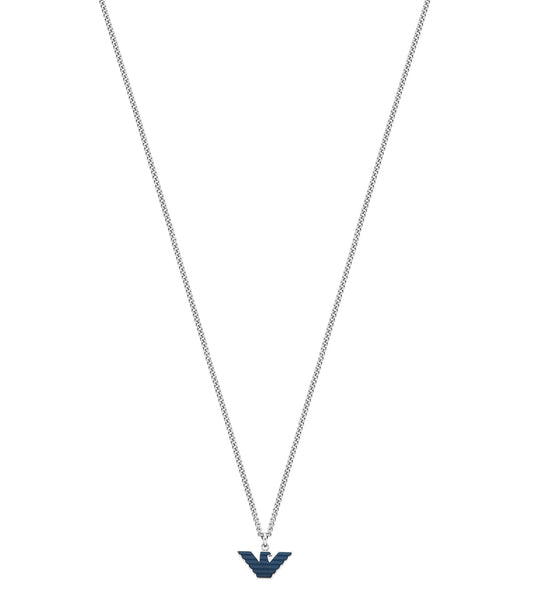 Emporio Armani Jewellery silver necklace, close-up view, elegant chain design with sleek pendant, enhancing watch lovers' style.