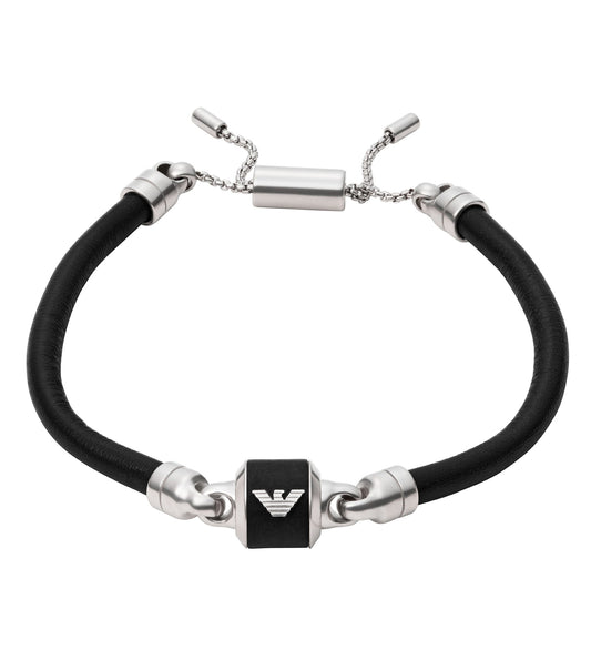 Emporio Armani Jewellery Silver Bracelet, front view, showcasing its sleek design and polished gleam, perfect for elegant styling.