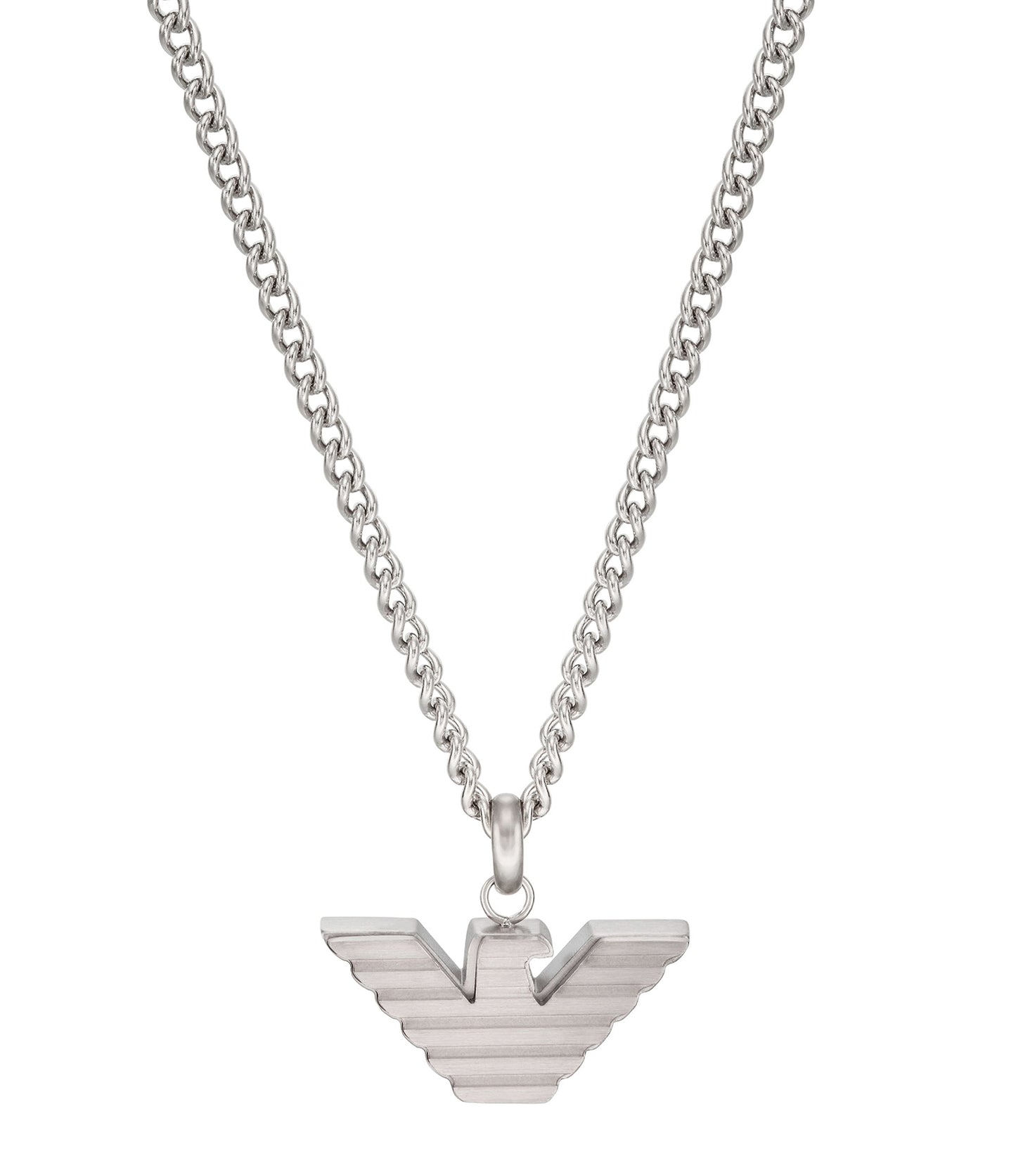 Emporio Armani Jewellery silver necklace in a sleek design, frontal angle, shining elegance perfect for fashion-forward enthusiasts.