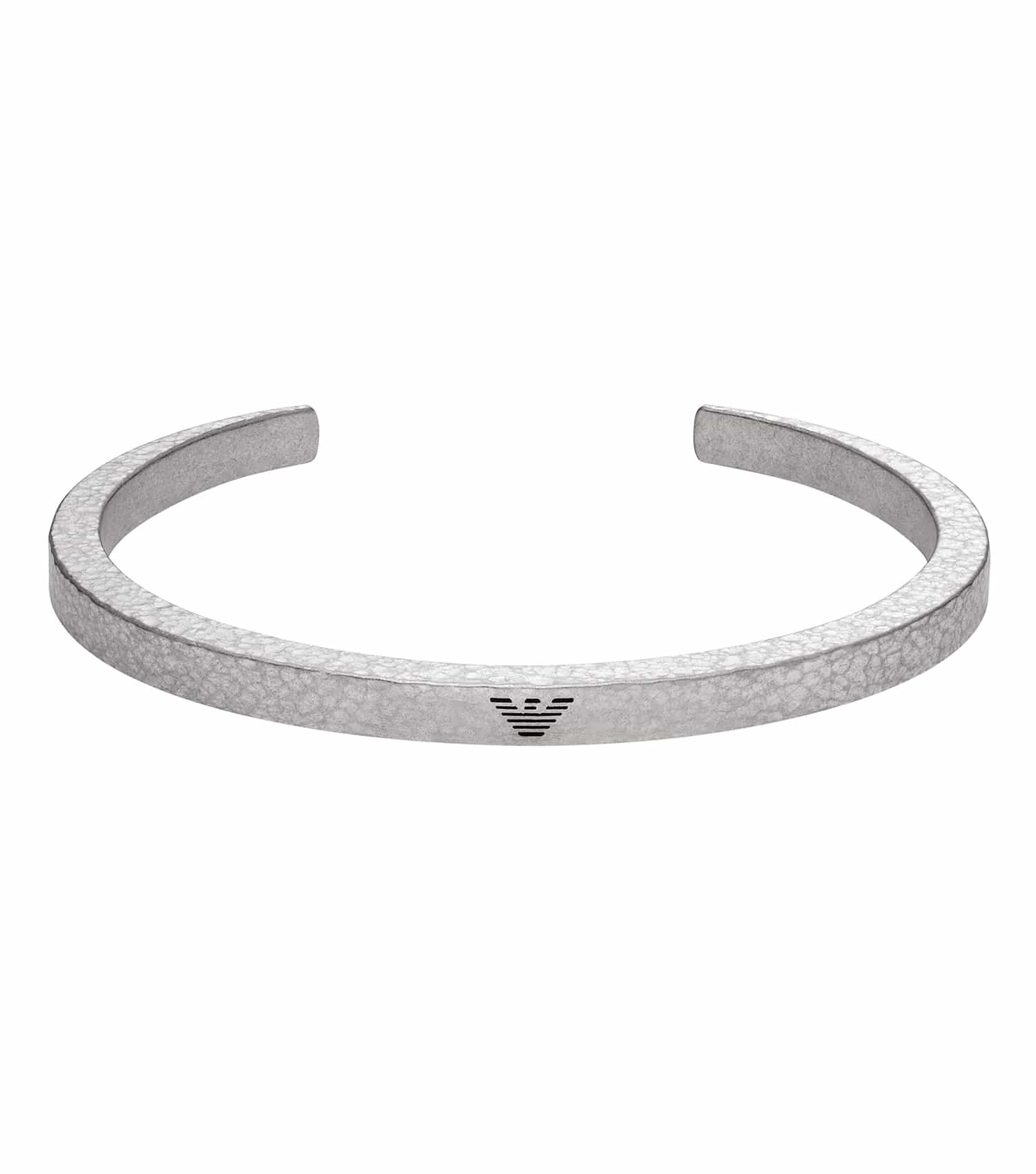 Silver Emporio Armani Jewellery bracelet, elegantly showcased at a slight angle, highlighting its sleek design and polished finish.