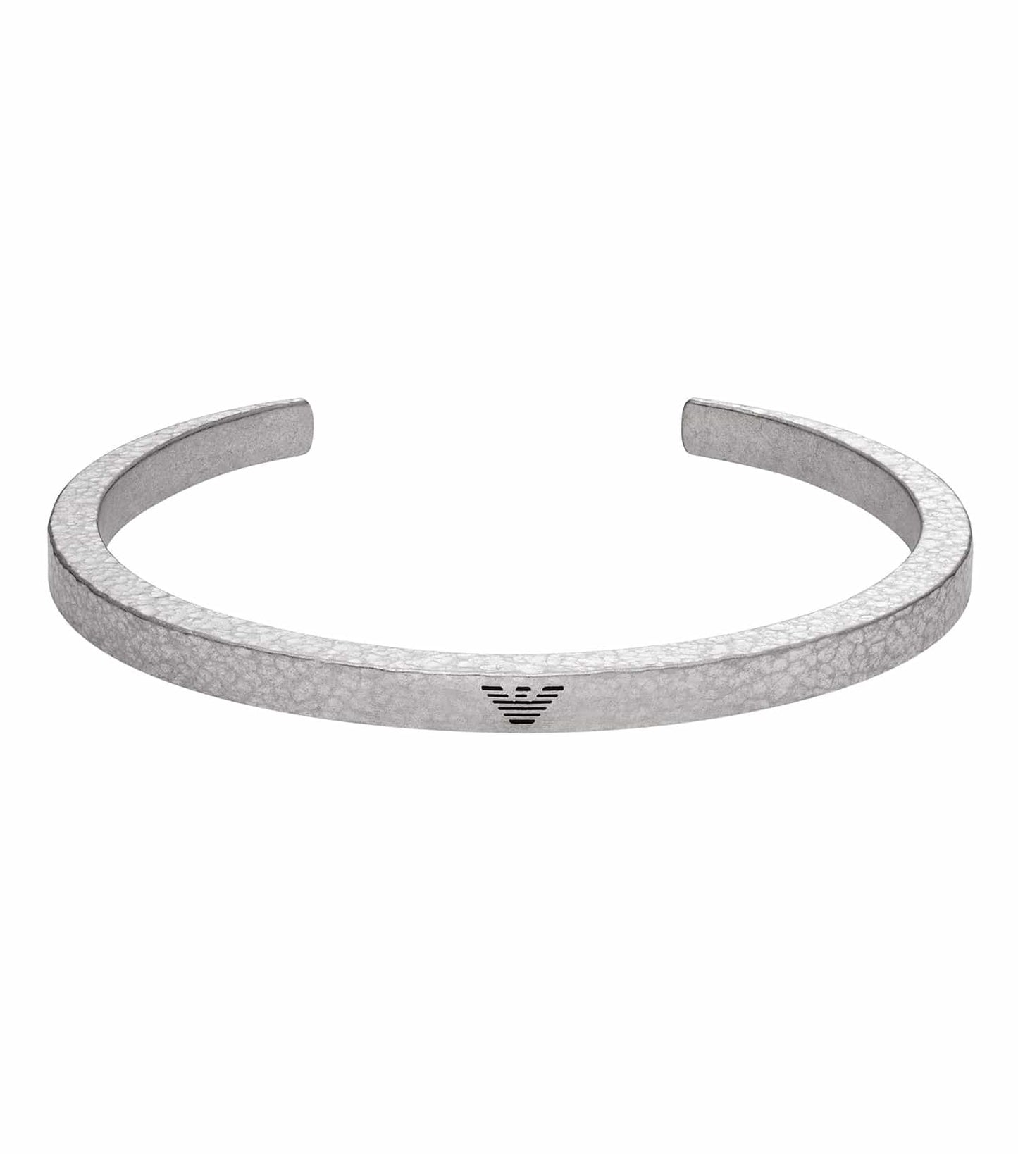 Silver Emporio Armani Jewellery bracelet, elegantly showcased at a slight angle, highlighting its sleek design and polished finish.