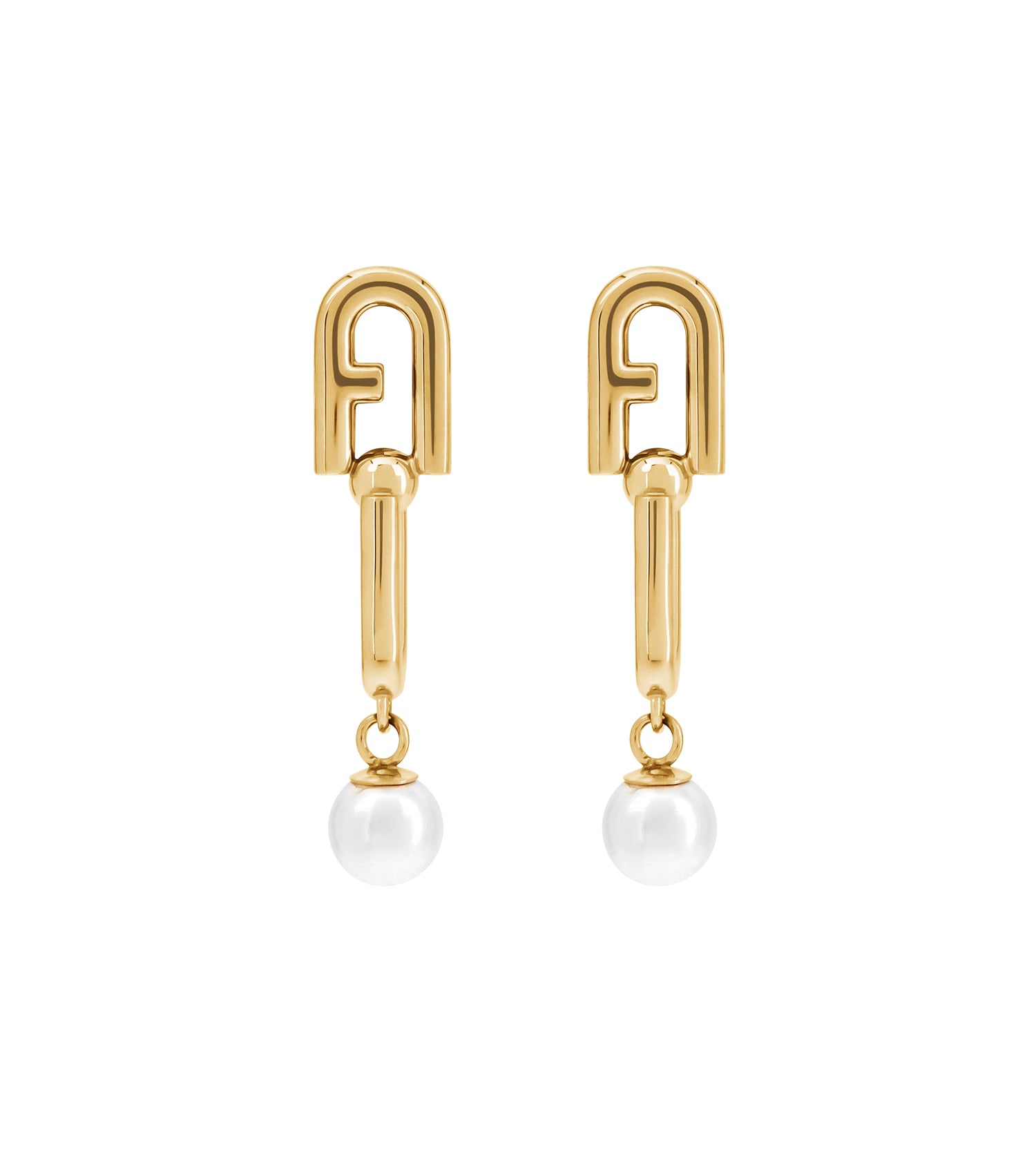 Women Chained Logo Earrings Gold